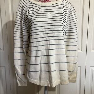 Tommy Hilfiger Navy and White Striped Sweater